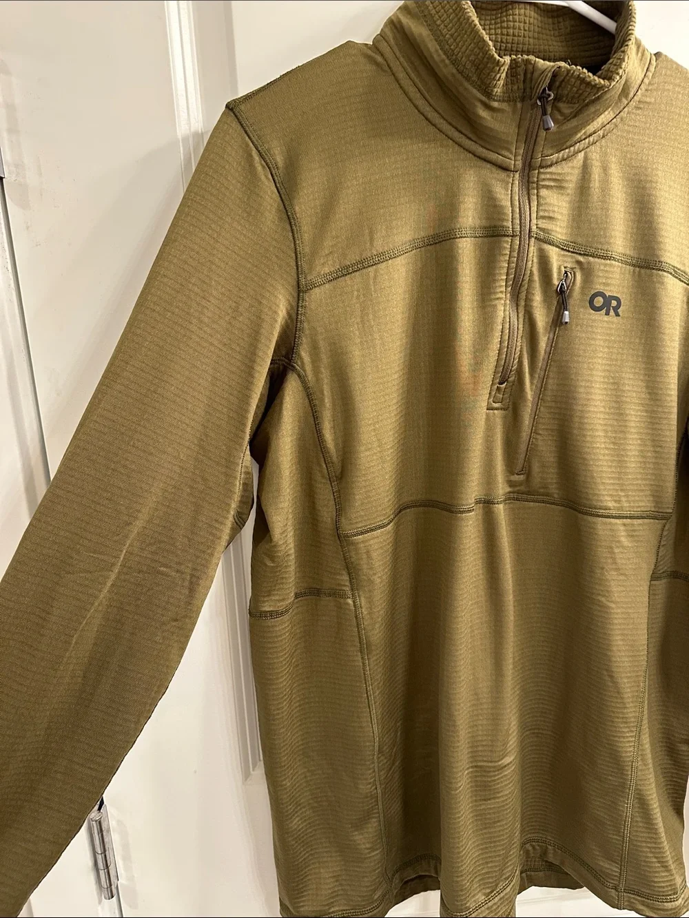 Outdoor Research Vigor Olive Green Quarter-Zip Pullover - men’s large